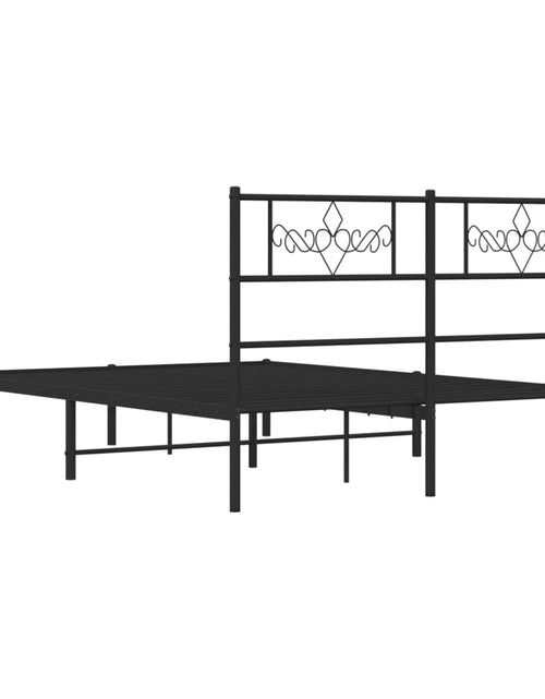 Загрузите изображение в средство просмотра галереи, Cadru de pat metalic cu tăblie, negru, 140x190 cm - Lando
