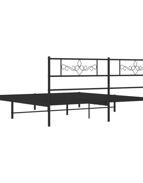 Загрузите изображение в средство просмотра галереи, Cadru de pat metalic cu tăblie, negru, 193x203 cm - Lando
