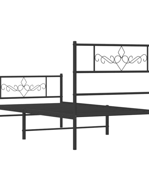 Загрузите изображение в средство просмотра галереи, Cadru pat metalic cu tăblii de cap/picioare, negru, 80x200 cm - Lando
