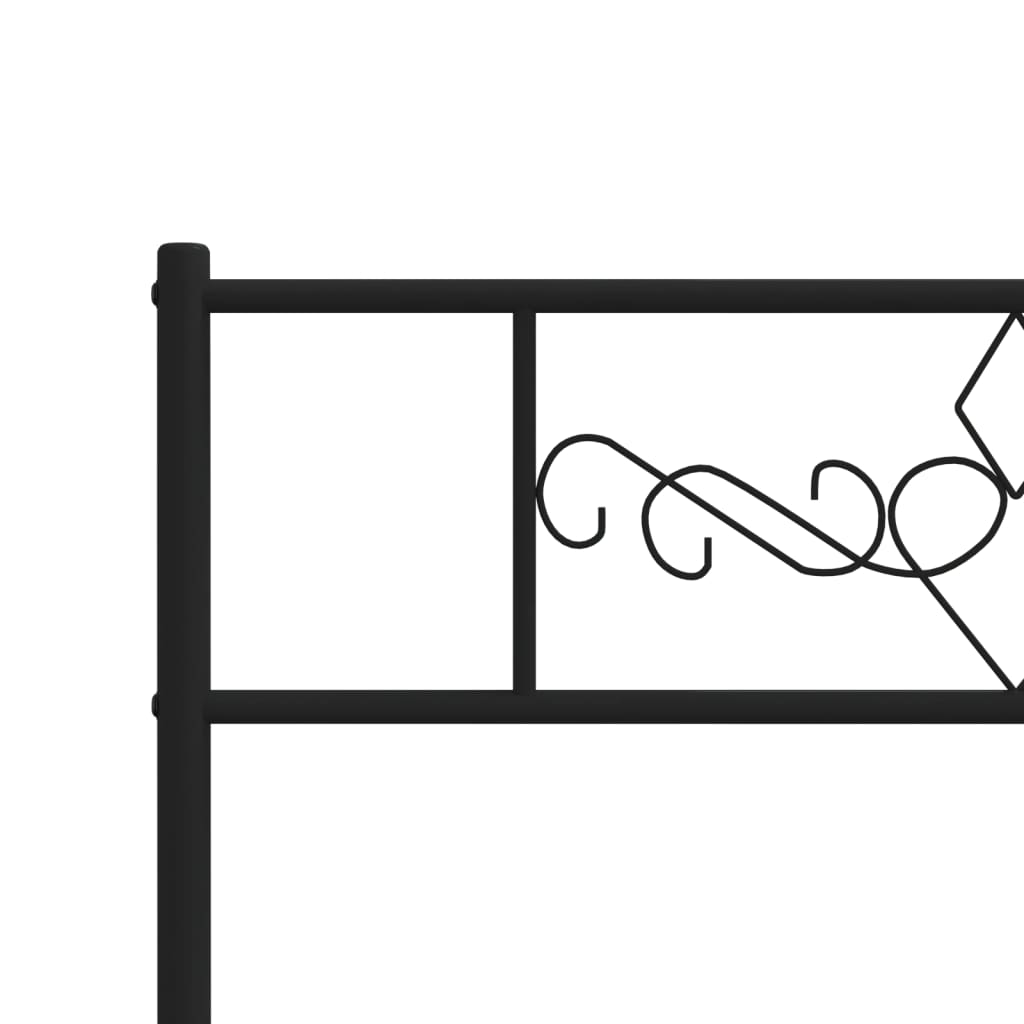 Cadru pat metalic cu tăblii de cap/picioare, negru, 80x200 cm - Lando