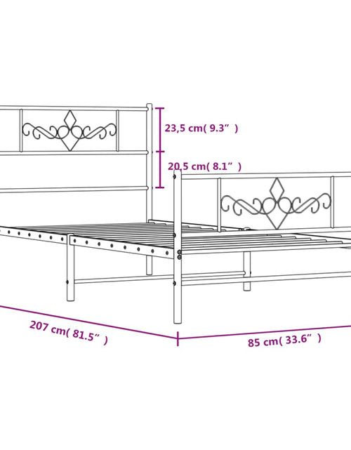 Загрузите изображение в средство просмотра галереи, Cadru pat metalic cu tăblii de cap/picioare, negru, 80x200 cm - Lando
