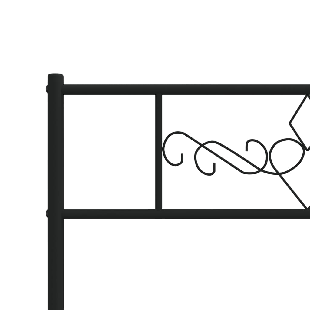 Cadru pat metalic cu tăblii de cap/picioare, negru, 100x190 cm - Lando