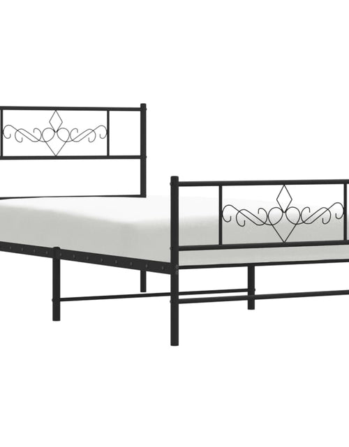 Încărcați imaginea în vizualizatorul Galerie, Cadru pat metalic cu tăblii de cap/picioare, negru, 100x200 cm - Lando
