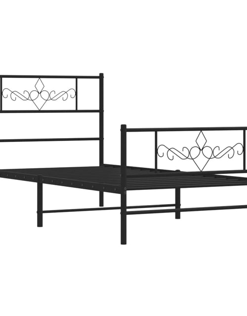 Încărcați imaginea în vizualizatorul Galerie, Cadru pat metalic cu tăblii de cap/picioare, negru, 107x203 cm - Lando
