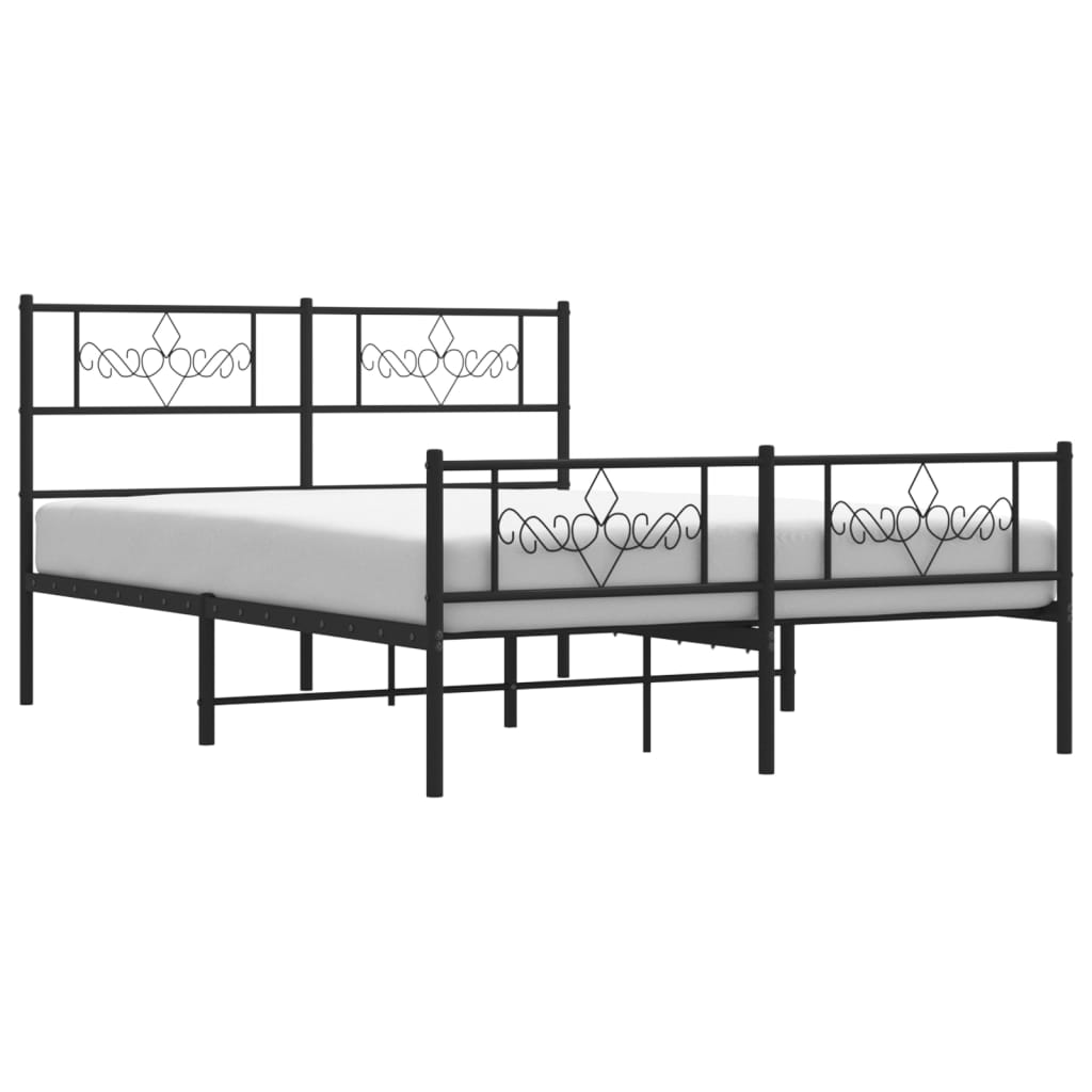 Cadru pat metalic cu tăblie de cap/picioare, negru, 160x200 cm - Lando