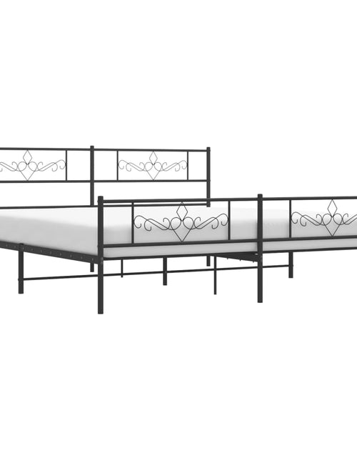Загрузите изображение в средство просмотра галереи, Cadru pat metalic cu tăblii de cap/picioare, negru, 193x203 cm - Lando

