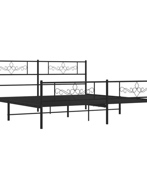 Загрузите изображение в средство просмотра галереи, Cadru pat metalic cu tăblii de cap/picioare, negru, 193x203 cm - Lando
