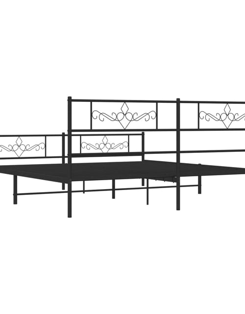 Загрузите изображение в средство просмотра галереи, Cadru pat metalic cu tăblii de cap/picioare, negru, 193x203 cm - Lando
