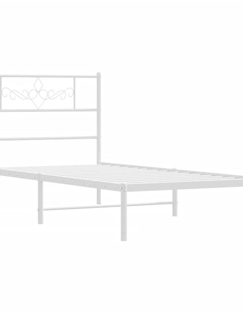 Загрузите изображение в средство просмотра галереи, Cadru de pat metalic cu tăblie, alb, 100x190 cm - Lando
