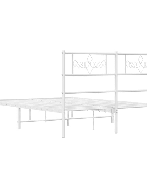 Загрузите изображение в средство просмотра галереи, Cadru de pat metalic cu tăblie, alb, 120x200 cm - Lando
