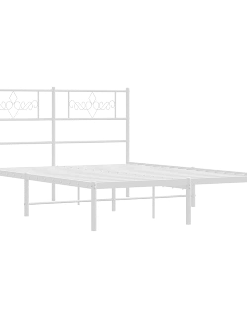 Загрузите изображение в средство просмотра галереи, Cadru de pat metalic cu tăblie, alb, 135x190 cm - Lando
