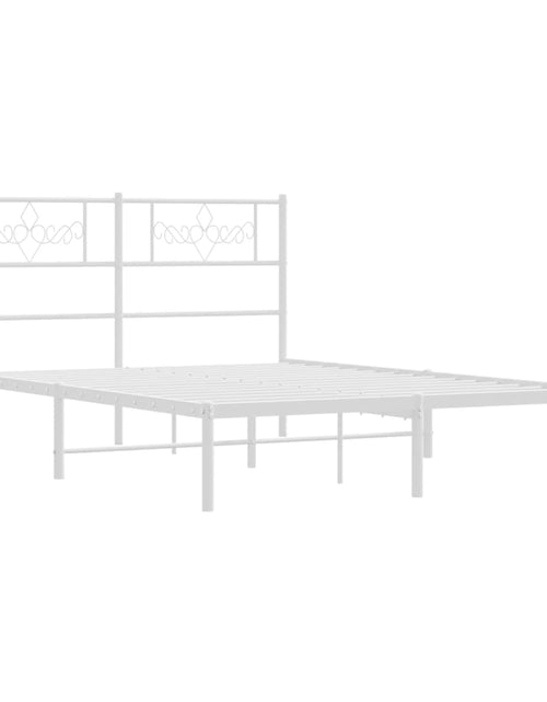 Încărcați imaginea în vizualizatorul Galerie, Cadru de pat metalic cu tăblie, alb, 150x200 cm - Lando
