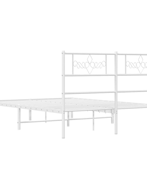 Загрузите изображение в средство просмотра галереи, Cadru de pat metalic cu tăblie, alb, 150x200 cm - Lando
