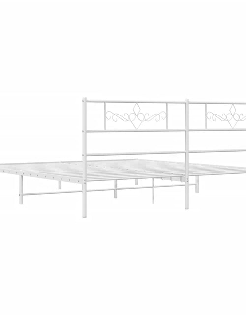 Загрузите изображение в средство просмотра галереи, Cadru de pat metalic cu tăblie, alb, 193x203 cm - Lando
