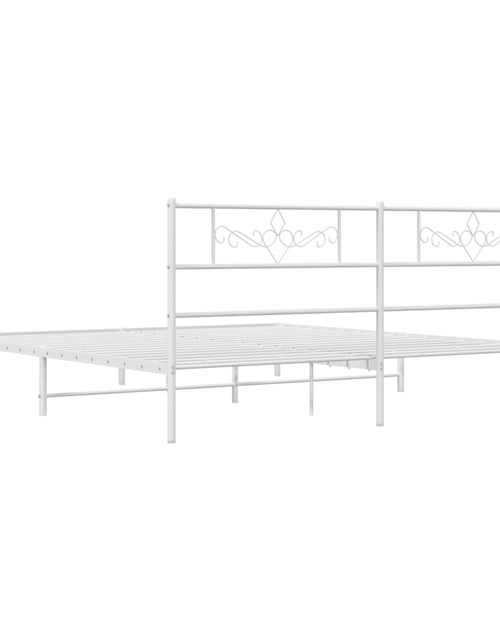 Загрузите изображение в средство просмотра галереи, Cadru de pat metalic cu tăblie, alb, 200x200 cm - Lando
