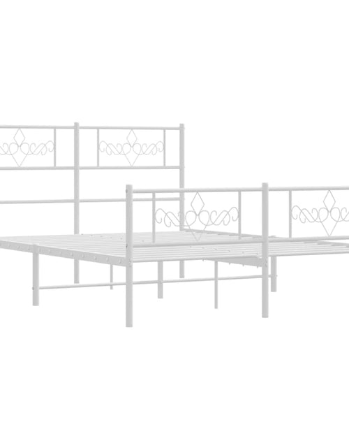 Загрузите изображение в средство просмотра галереи, Cadru de pat metalic cu tăblie, alb, 120x190 cm - Lando
