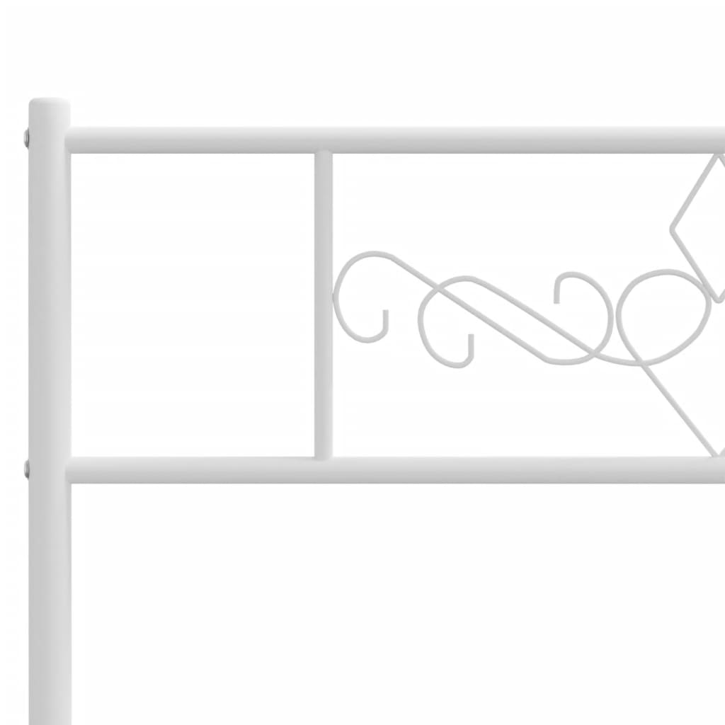 Cadru de pat metalic cu tăblie, alb, 120x190 cm - Lando