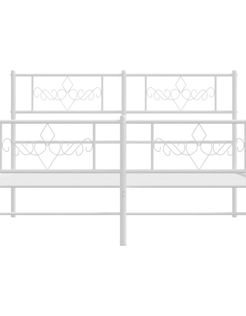 Загрузите изображение в средство просмотра галереи, Cadru de pat metalic cu tăblie, alb, 135x190 cm - Lando
