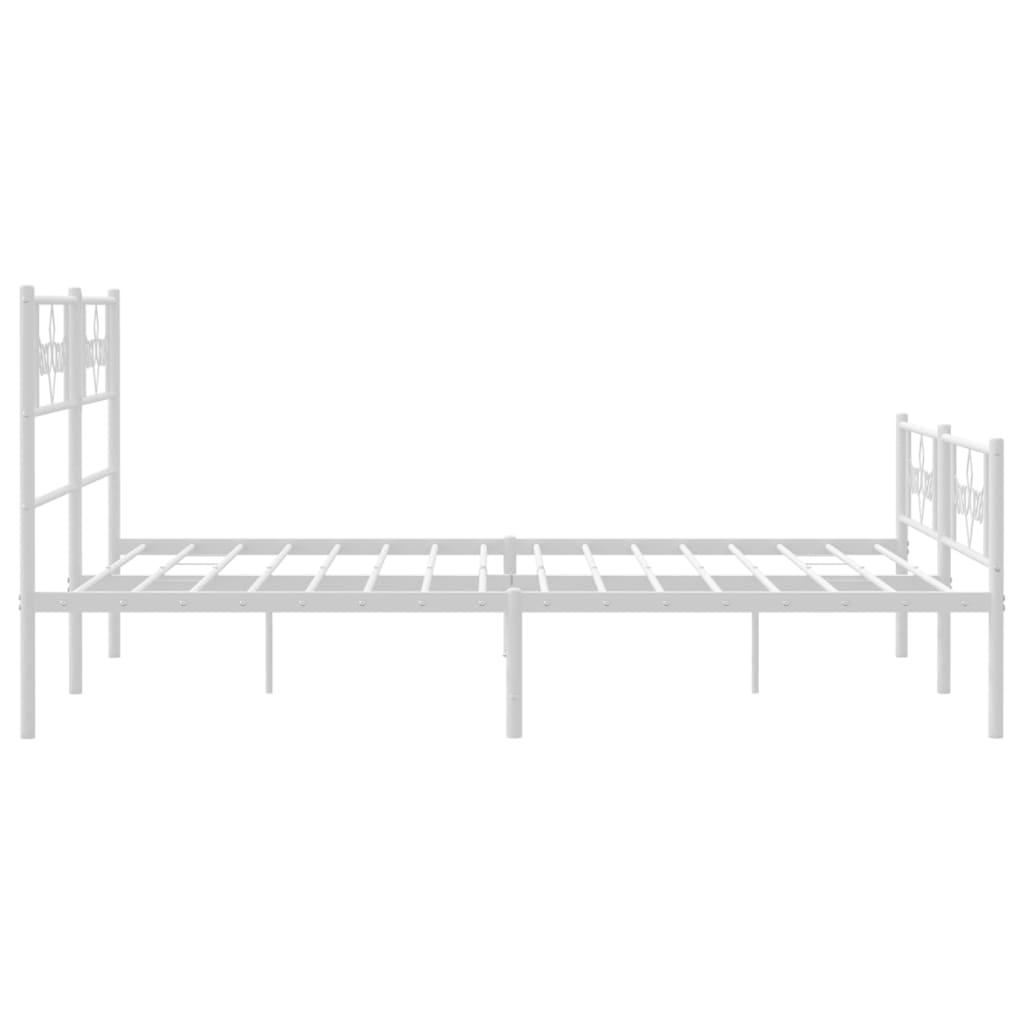 Cadru de pat metalic cu tăblie, alb, 150x200 cm - Lando