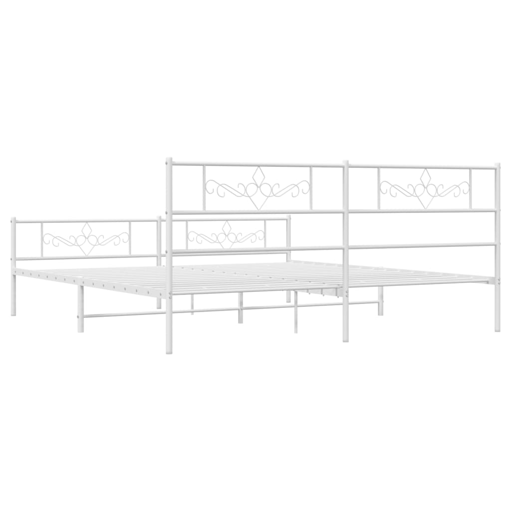 Cadru de pat metalic cu tăblie de cap/picioare, alb, 180x200 cm - Lando