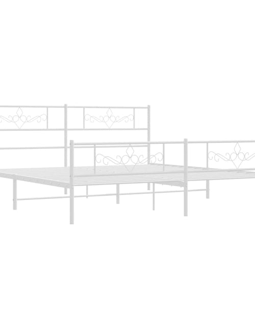 Загрузите изображение в средство просмотра галереи, Cadru de pat metalic cu tăblie de cap/picioare, alb, 193x203 cm - Lando
