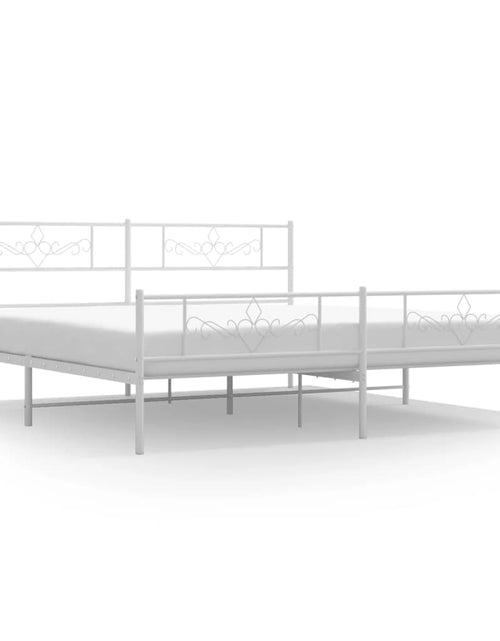 Загрузите изображение в средство просмотра галереи, Cadru de pat metalic cu tăblie, alb, 200x200 cm - Lando
