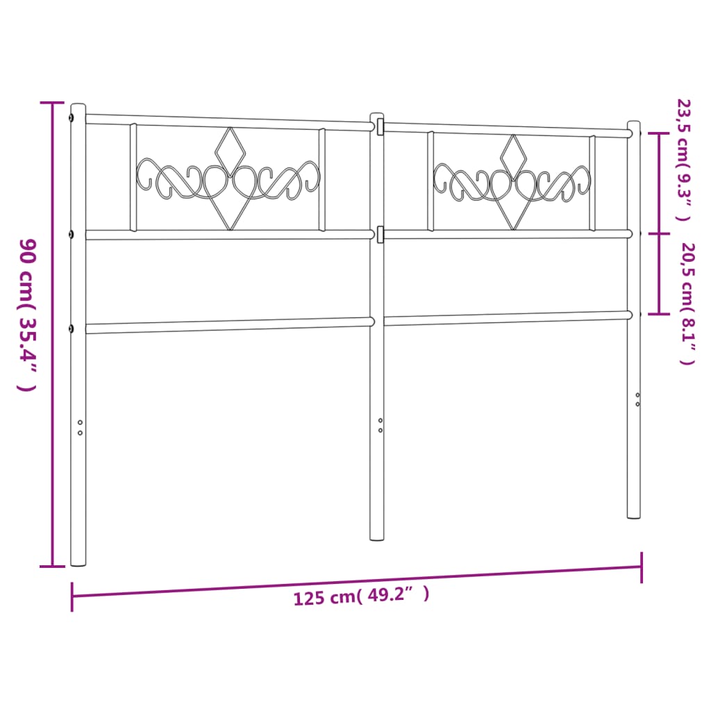 Tăblie de pat metalică, alb, 120 cm - Lando