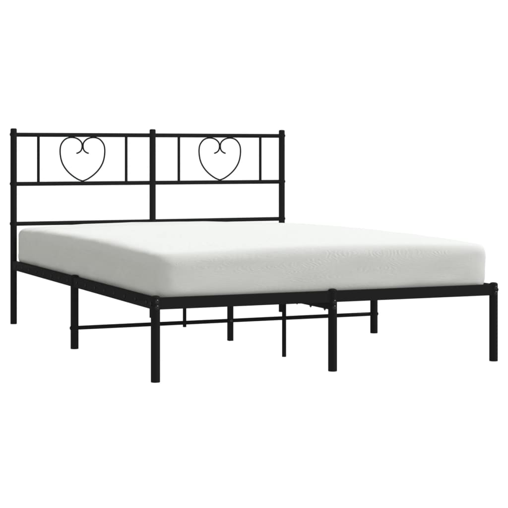 Cadru de pat metalic cu tăblie, negru, 120x200 cm - Lando