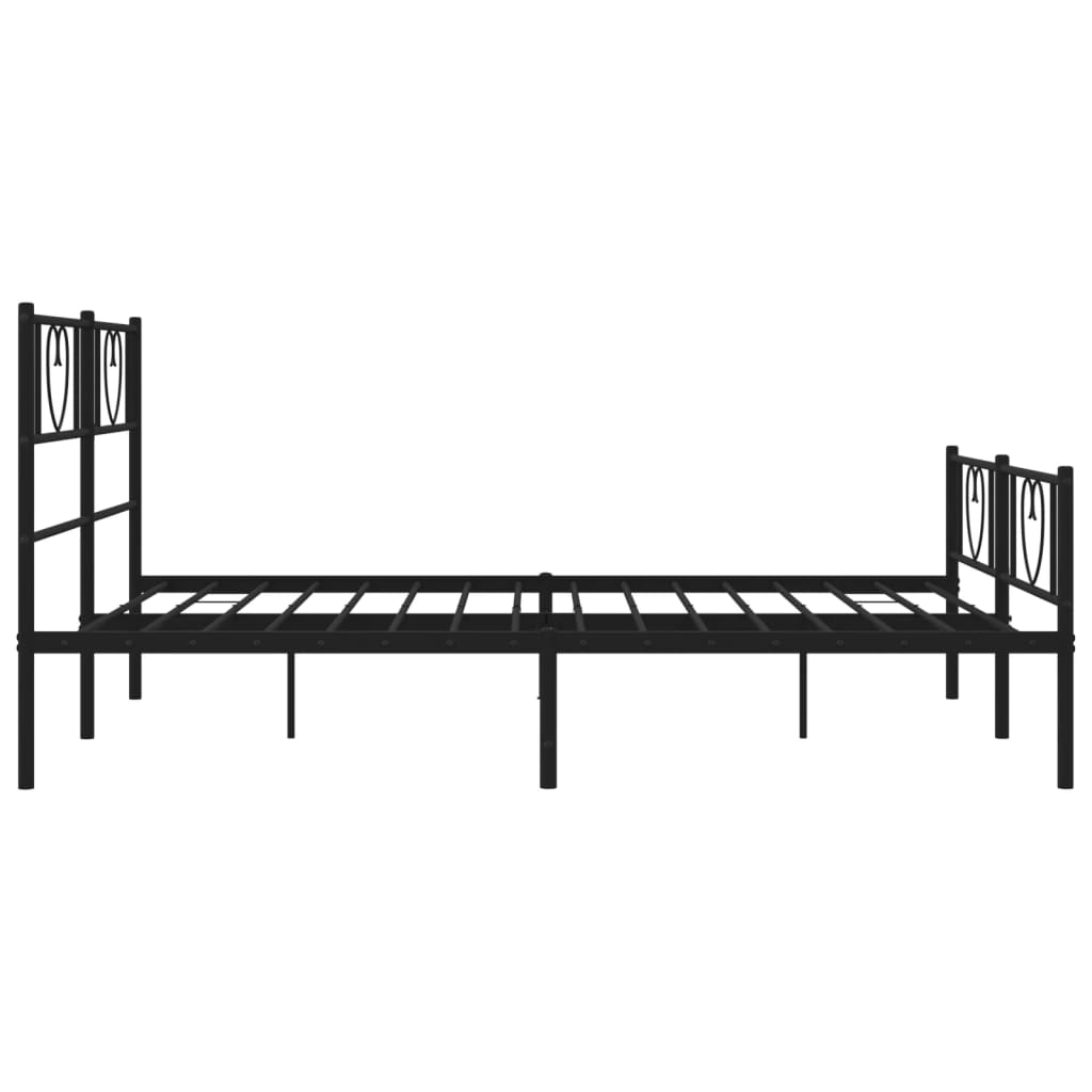 Cadru pat metalic cu tăblie de cap/picioare, negru, 120x200 cm - Lando