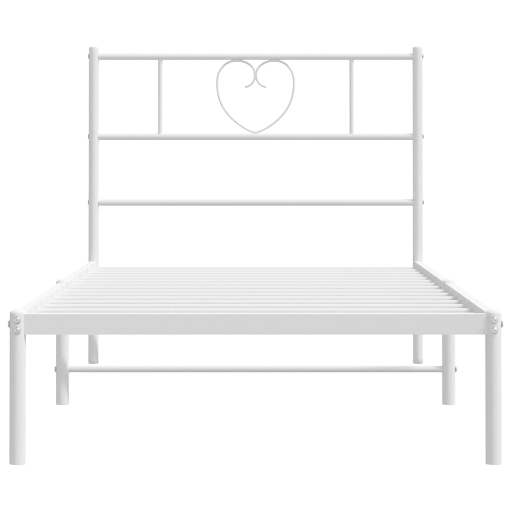 Cadru pat metalic cu tăblie, alb, 90x200 cm - Lando