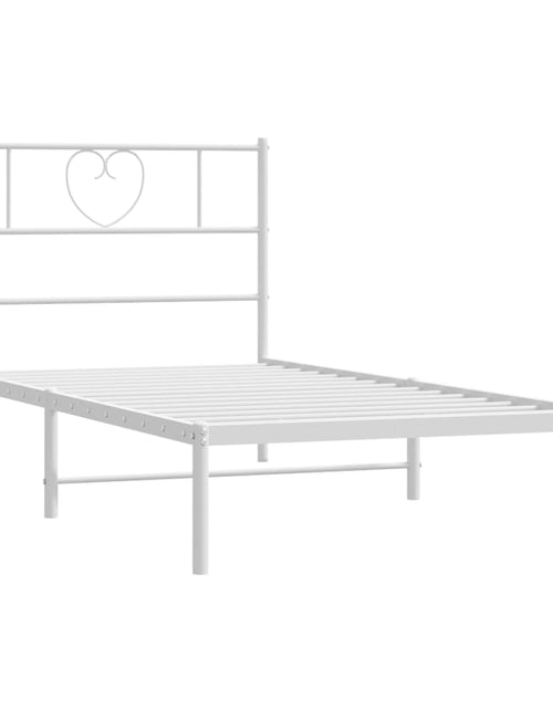 Încărcați imaginea în vizualizatorul Galerie, Cadru pat metalic cu tăblie, alb, 90x200 cm - Lando
