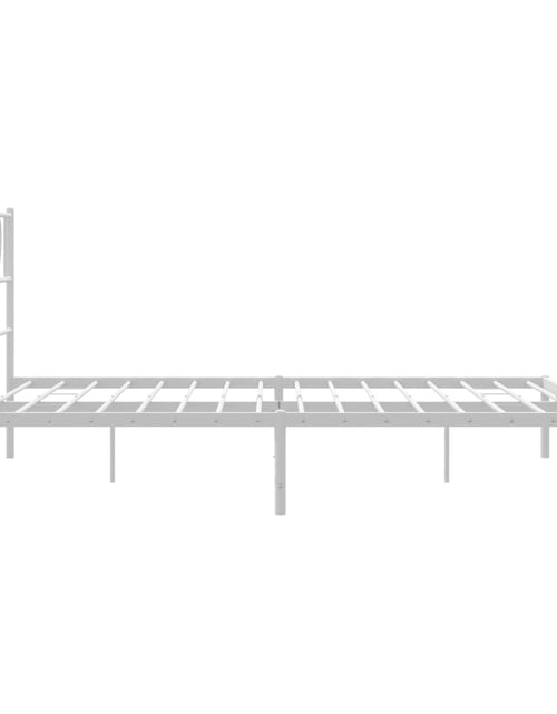 Încărcați imaginea în vizualizatorul Galerie, Cadru de pat metalic cu tăblie, alb, 135x190 cm - Lando
