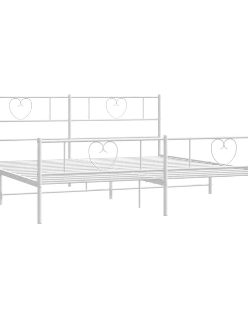 Încărcați imaginea în vizualizatorul Galerie, Cadru de pat metalic cu tăblie de cap/picioare, alb, 193x203 cm - Lando
