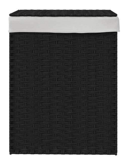 Încărcați imaginea în vizualizatorul Galerie, Coș de rufe cu capac, negru, 46x33x60 cm, poliratan - Lando
