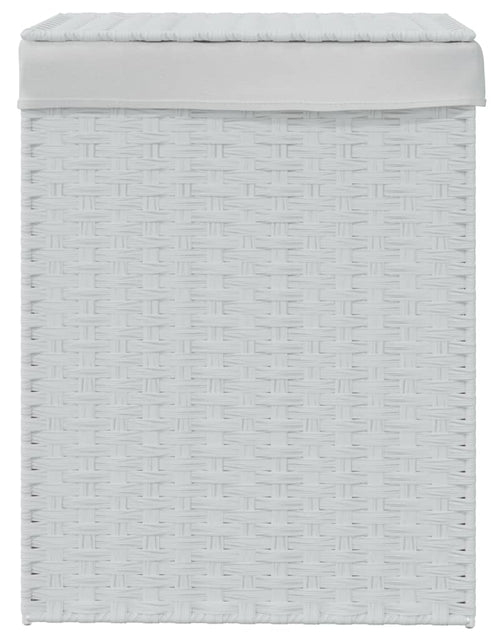 Încărcați imaginea în vizualizatorul Galerie, Coș de rufe cu capac, alb, 46x33x60 cm, poliratan - Lando
