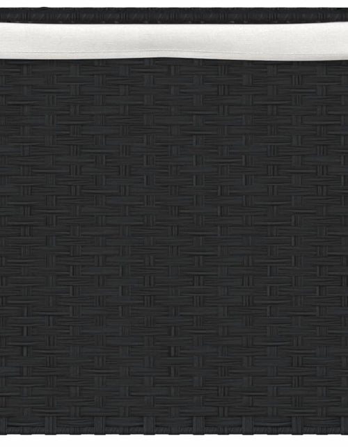 Încărcați imaginea în vizualizatorul Galerie, Coș de rufe cu 2 secțiuni, negru, 53x35x57 cm, poliratan - Lando
