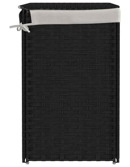 Încărcați imaginea în vizualizatorul Galerie, Coș de rufe cu 2 secțiuni, negru, 53x35x57 cm, poliratan - Lando
