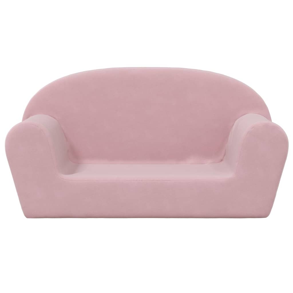 Canapea pentru copii cu 2 locuri, roz, pluș moale - Lando
