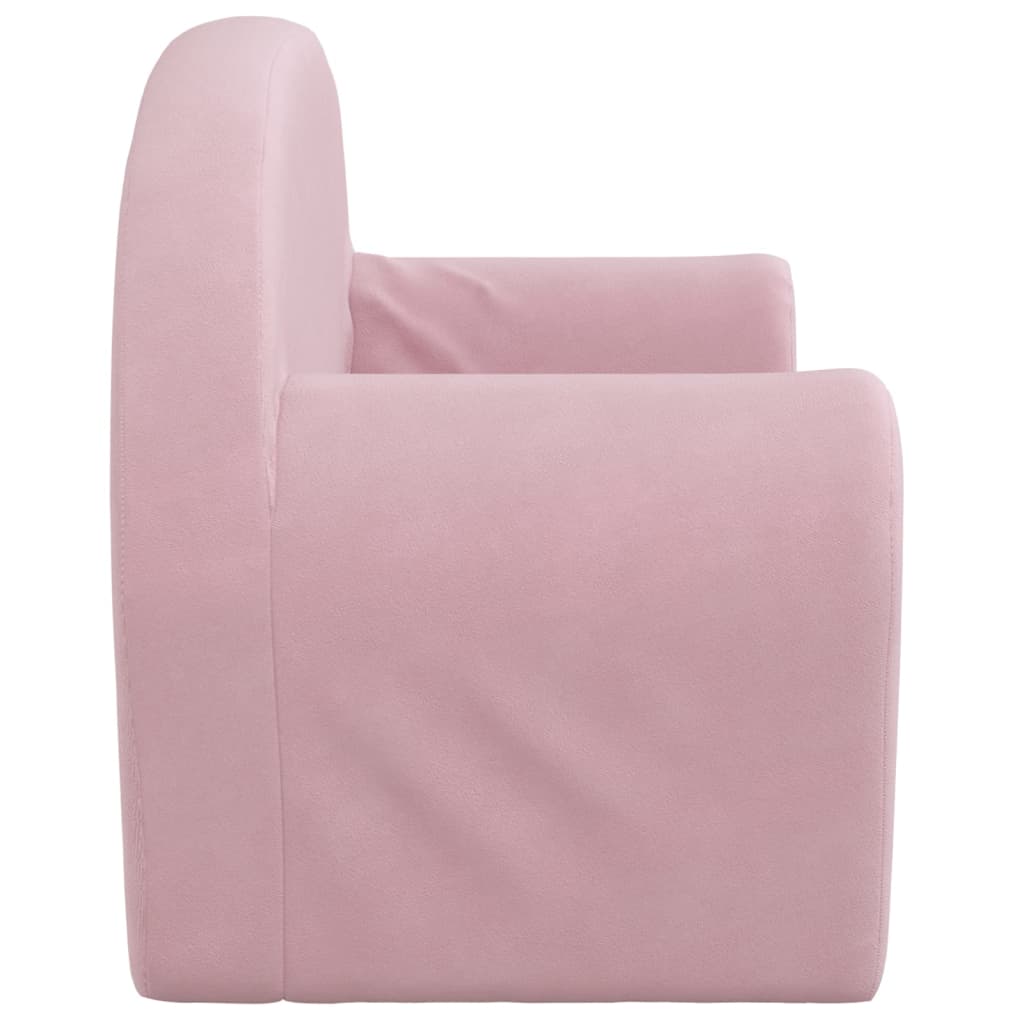 Canapea pentru copii cu 2 locuri, roz, pluș moale - Lando