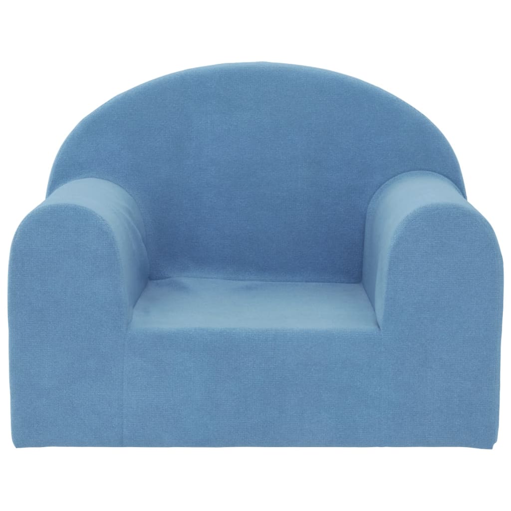 Canapea pentru copii, albastru, pluș moale - Lando