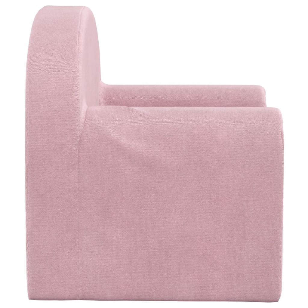 Canapea extensibilă pentru copii, roz, pluș moale - Lando