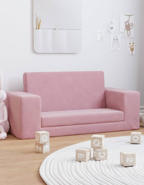 Încărcați imaginea în vizualizatorul Galerie, Canapea extensibilă pentru copii cu 2 locuri, roz, pluș moale - Lando
