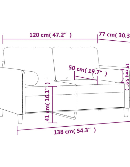Încărcați imaginea în vizualizatorul Galerie, Canapea cu 2 locuri cu pernuțe, gri deschis, 120 cm, catifea - Lando
