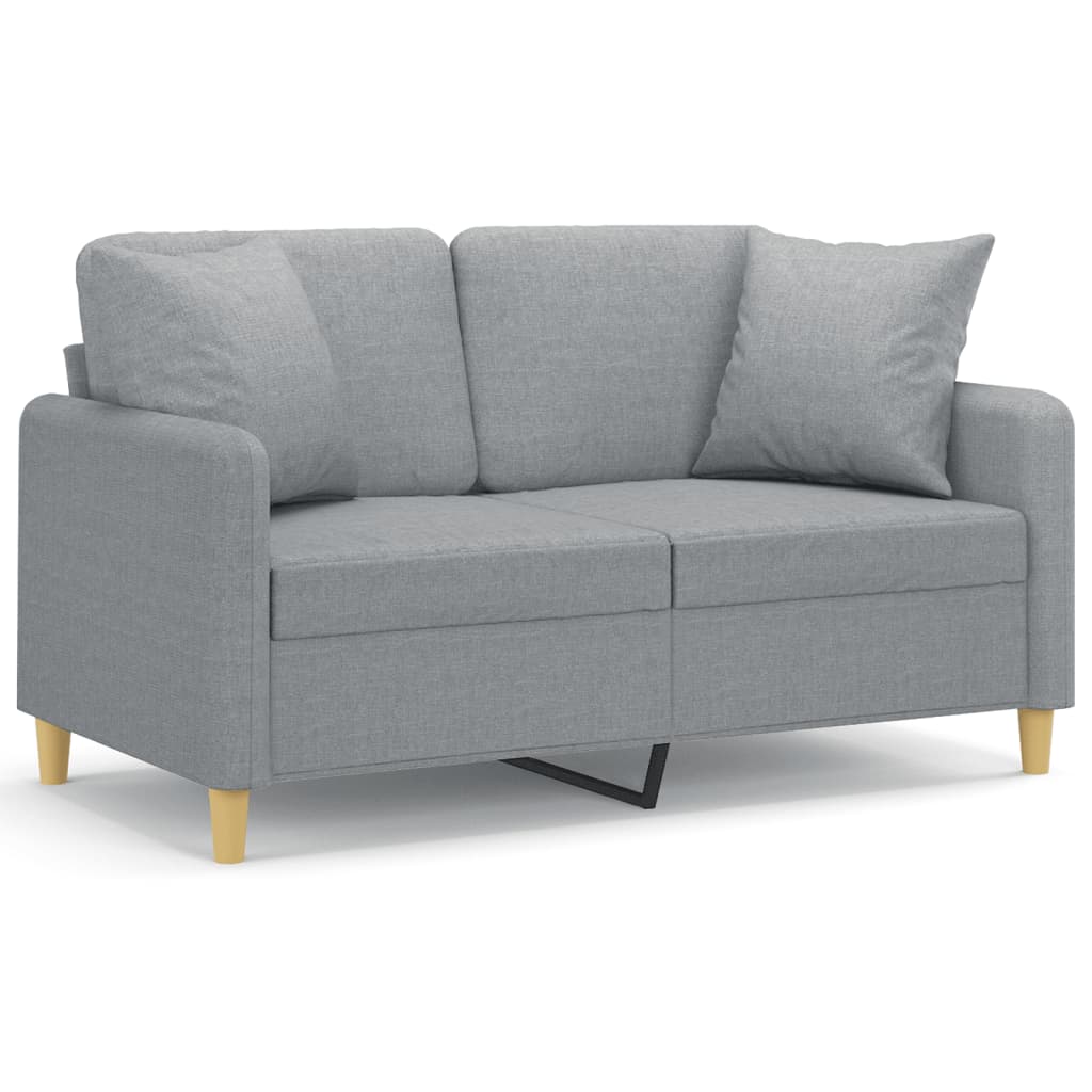 Canapea cu 2 locuri cu pernuțe, gri deschis, 120 cm, textil - Lando