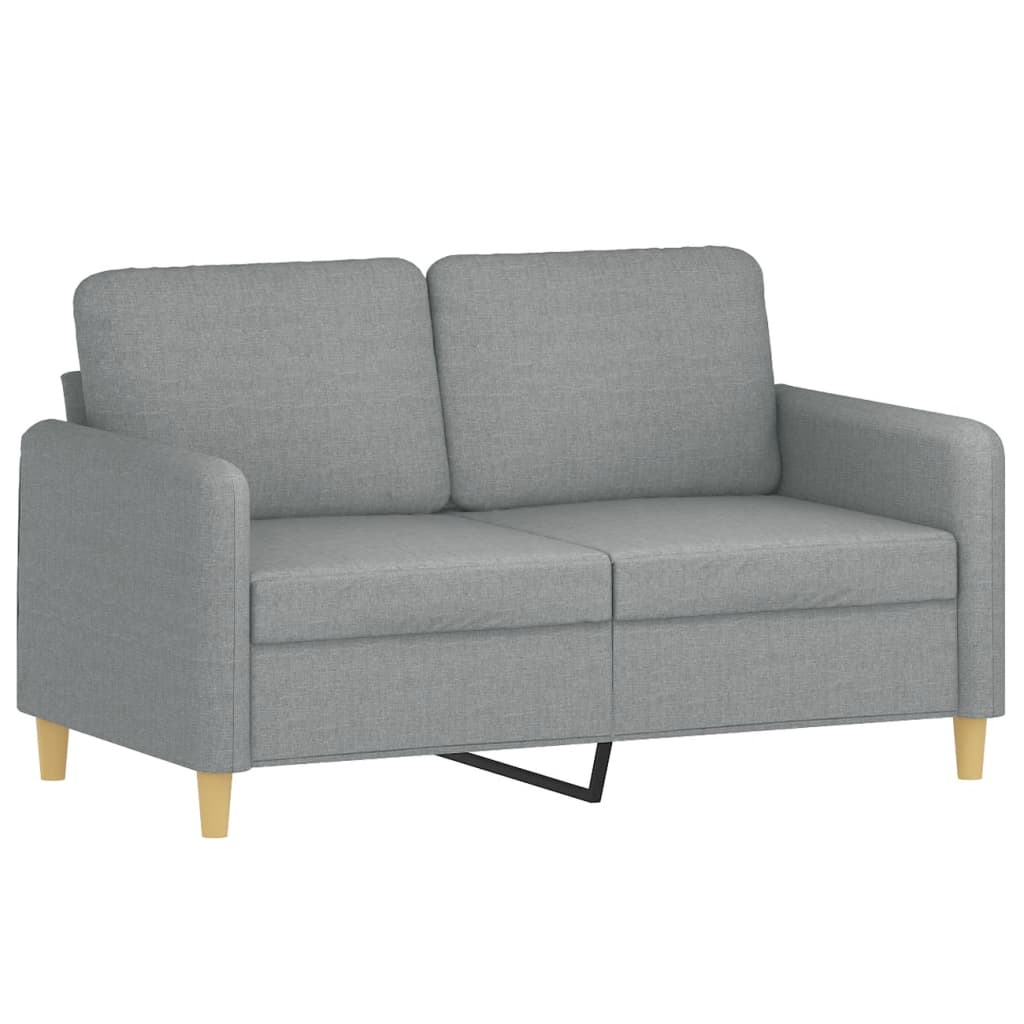 Canapea cu 2 locuri cu pernuțe, gri deschis, 120 cm, textil - Lando