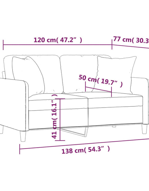 Încărcați imaginea în vizualizatorul Galerie, Canapea cu 2 locuri cu pernuțe, gri deschis, 120 cm, textil - Lando
