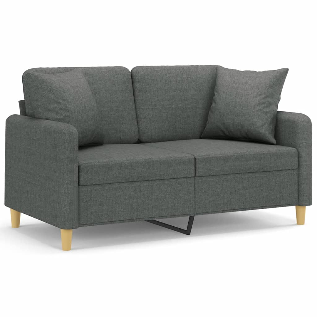 Canapea cu 2 locuri cu pernuțe, gri închis, 120 cm, textil - Lando