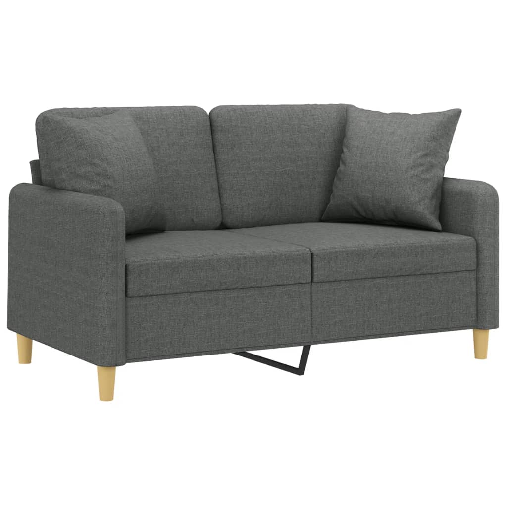 Canapea cu 2 locuri cu pernuțe, gri închis, 120 cm, textil - Lando