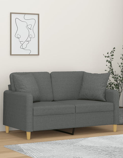 Încărcați imaginea în vizualizatorul Galerie, Canapea cu 2 locuri cu pernuțe, gri închis, 120 cm, textil - Lando

