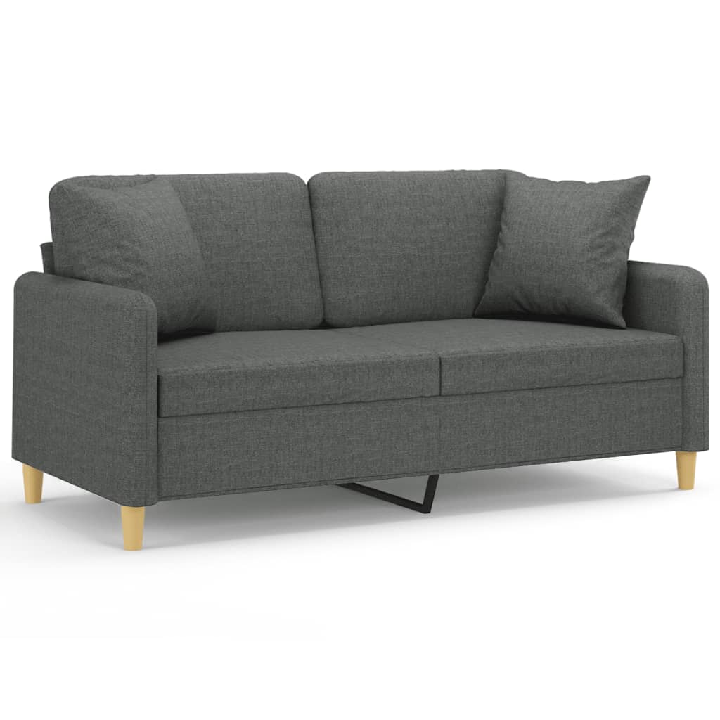 Canapea cu 2 locuri cu pernuțe, gri închis, 140 cm, textil - Lando